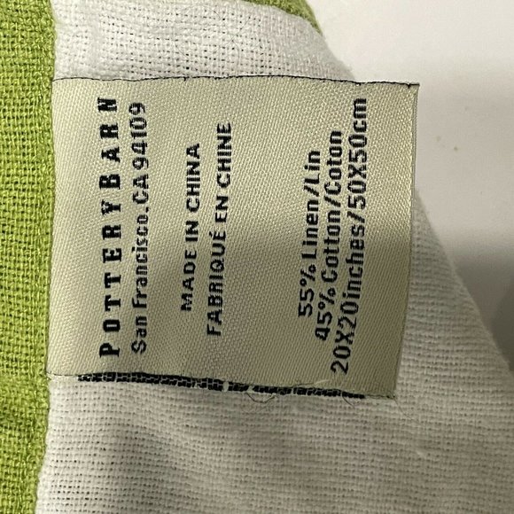 3- pottery barn linen napkin placemat green trim 2- 20x20 , 1- 20x14 - Picture 4 of 4